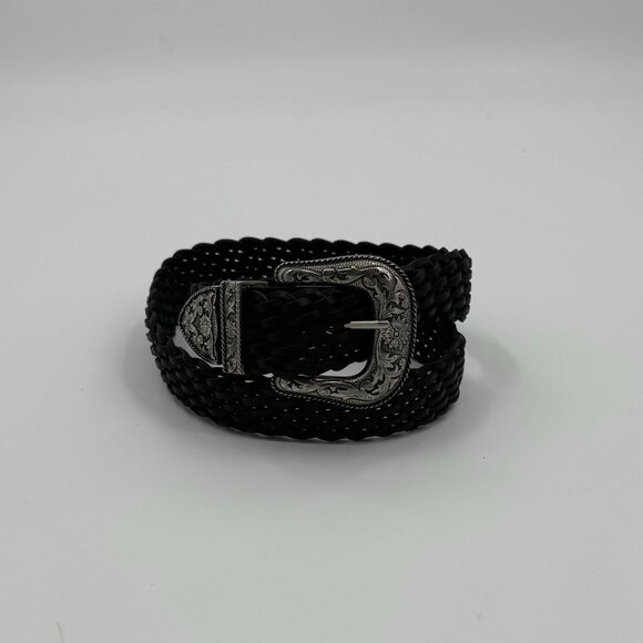 Omega Woven Leather Belt With Ornate Silver Buckle Size Large - Picture 6 of 11